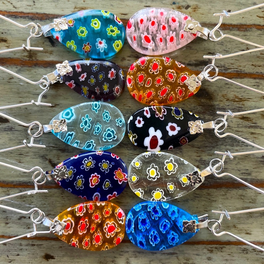 Murano Millefiori Drop Earrings